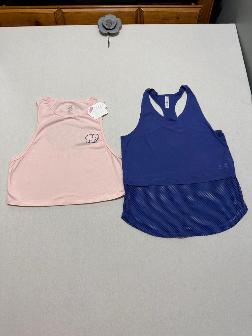 ivory ella Light Pink Cropped Tank Top with Elephant Logo